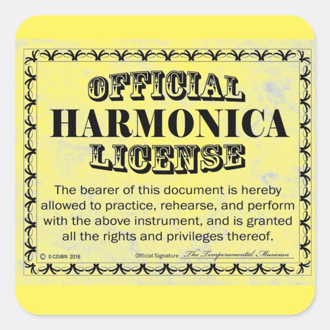Harnonica License Square Sticker (Front)
