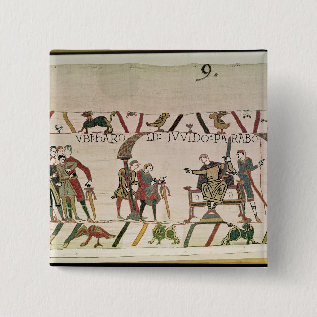 Harold  and Guy are talking together 15 Cm Square Badge (Front)