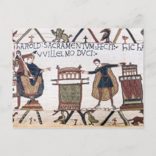 Harold swearing oath on holy relics postcard