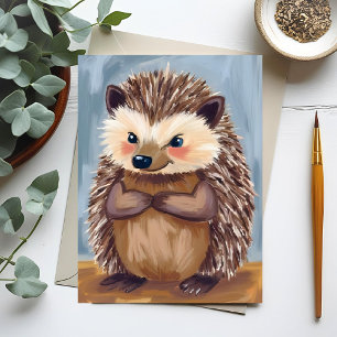 Harold the Hedgehog   Cute Animal Watercolor Postcard