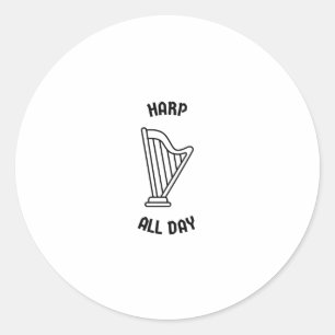 Harp all day classic round sticker