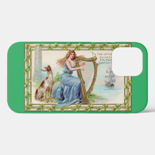 Harp and Dog, Shamrock, St. Patrick's Day, Vintage iPhone 12 Case