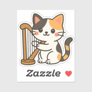 Harp Calico Cat Fantasy Art