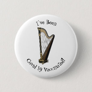 Harp cartoon illustration 6 cm round badge