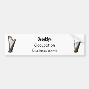 Harp cartoon illustration bumper sticker