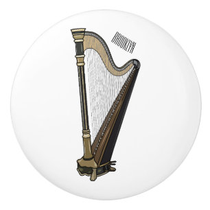Harp cartoon illustration  ceramic knob