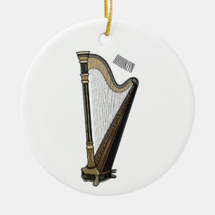 Harp cartoon illustration  ceramic ornament