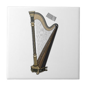 Harp cartoon illustration ceramic tile