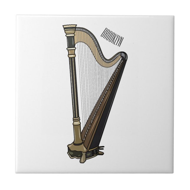 Harp cartoon illustration  ceramic tile (Front)