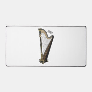 Harp cartoon illustration desk mat