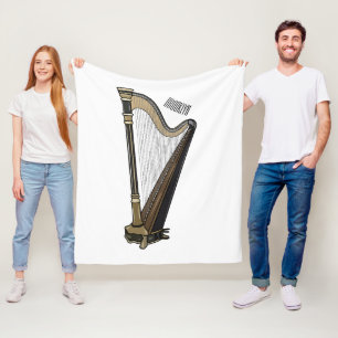 Harp cartoon illustration  fleece blanket