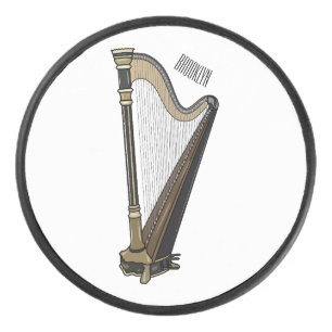 Harp cartoon illustration hockey puck