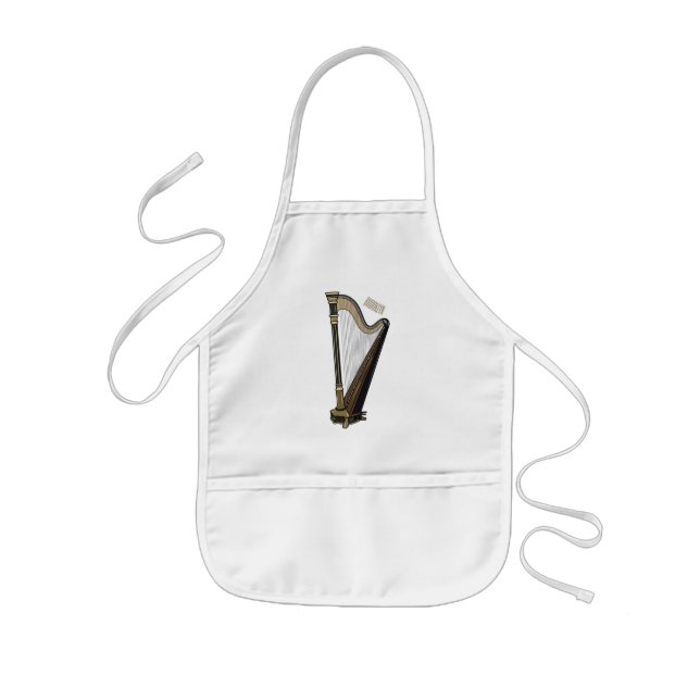 Harp cartoon illustration  kids apron (Front)