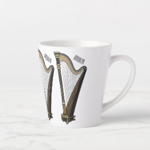 Harp cartoon illustration latte mug