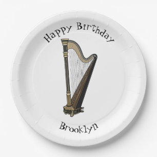 Harp cartoon illustration  paper plate