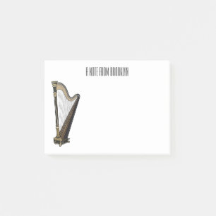 Harp cartoon illustration post-it notes