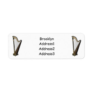 Harp cartoon illustration return address label