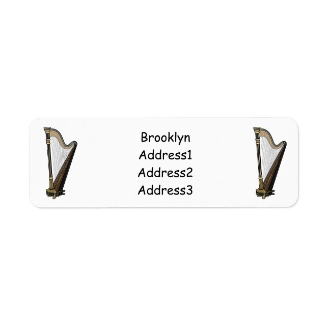 Harp cartoon illustration return address label (Front)