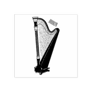 Harp cartoon illustration rubber stamp