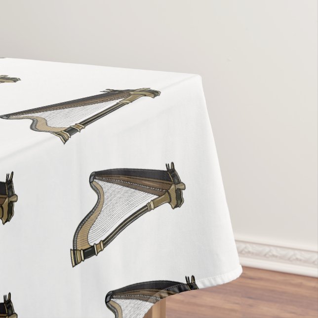 Harp cartoon illustration  tablecloth (In Situ)