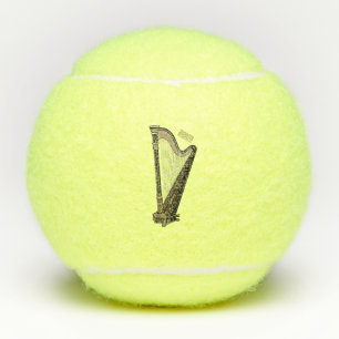 Harp cartoon illustration tennis balls