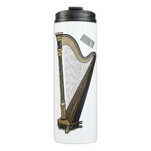Harp cartoon illustration thermal tumbler