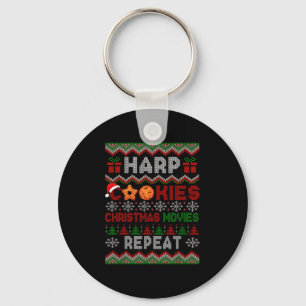 Harp Cookies Christmas Movies Repeat Sweater Instr Key Ring