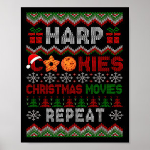 Harp Cookies Christmas Movies Repeat Sweater Instr Poster