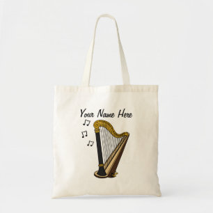Harp Custom Tote Bag Harpist String Musician Gift