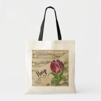 Harp Elegant Tulip Vintage Sheet Music
