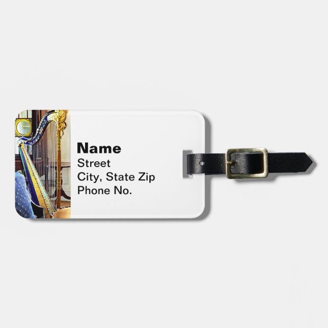 Harp In Music Room Luggage Tag (Front Horizontal)