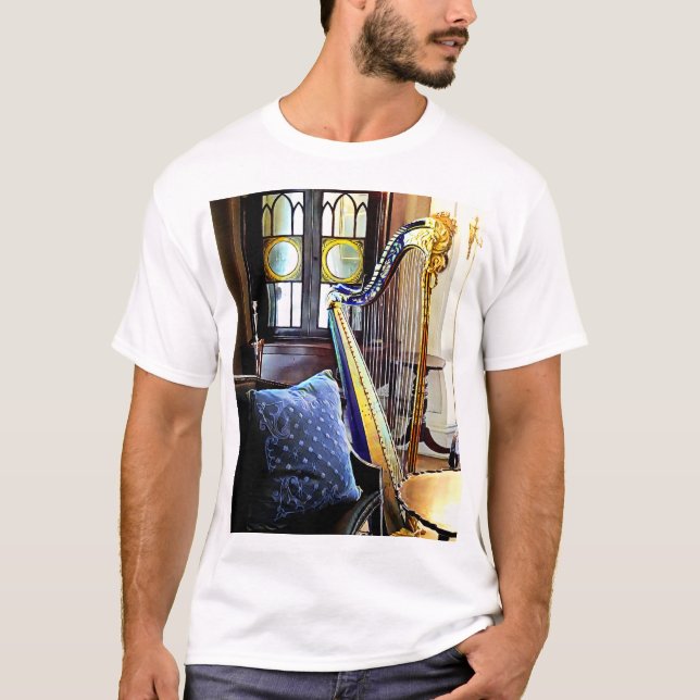 Harp In Music Room T-Shirt (Front)