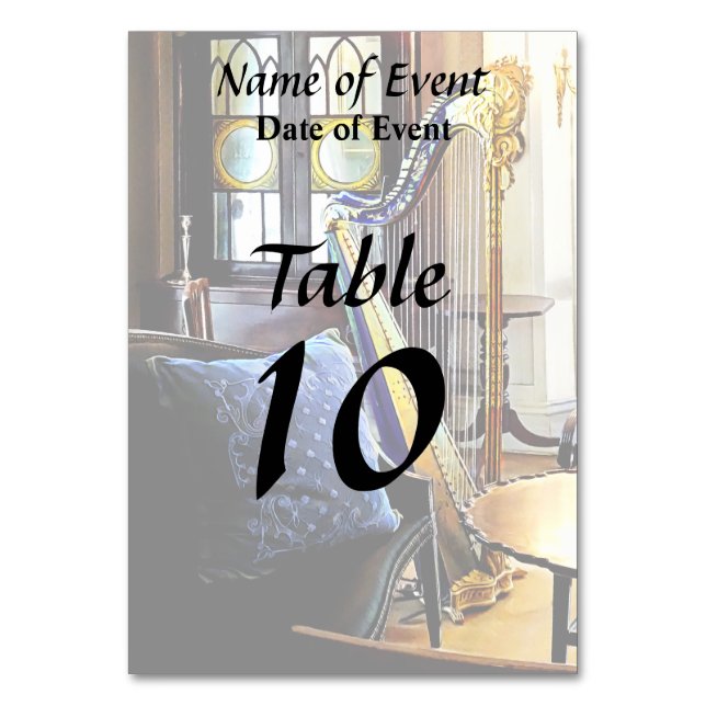 Harp In Music Room Table Number (Back)