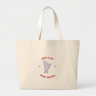 harp is my spirit musical large tote bag
