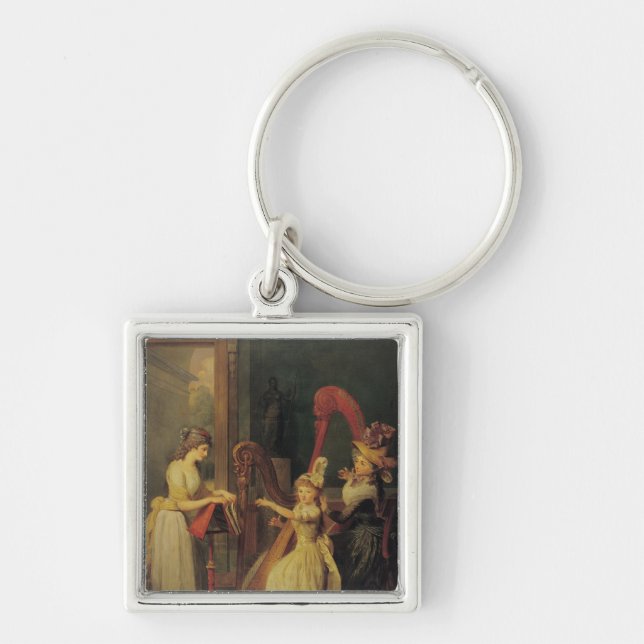 Harp lesson given by Madame de Genlis Key Ring (Front)