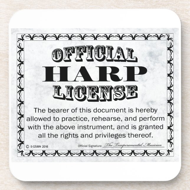Harp License Coaster (Front)