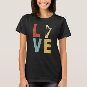 Harp Love Funny Harp Player Harpist Orchestra Retr T-Shirt