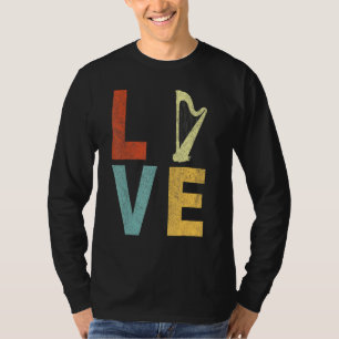 Harp Love Funny Harp Player Harpist Orchestra Retr T-Shirt