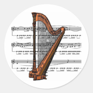 Harp musical 02 B Classic Round Sticker