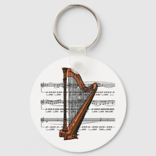 Harp musical 02 B Key Ring