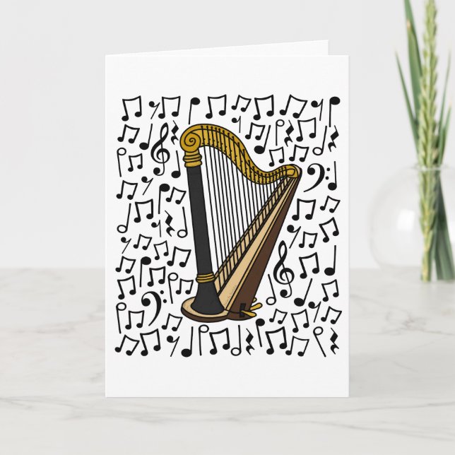 Harp Musical Notes Harpist String Music Teacher (Front)