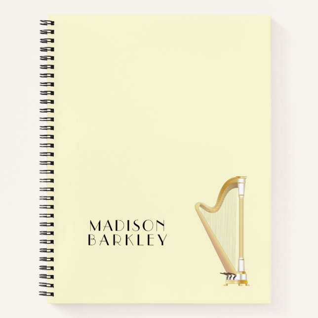 Harp Musician Music Teacher Notebook (Front)
