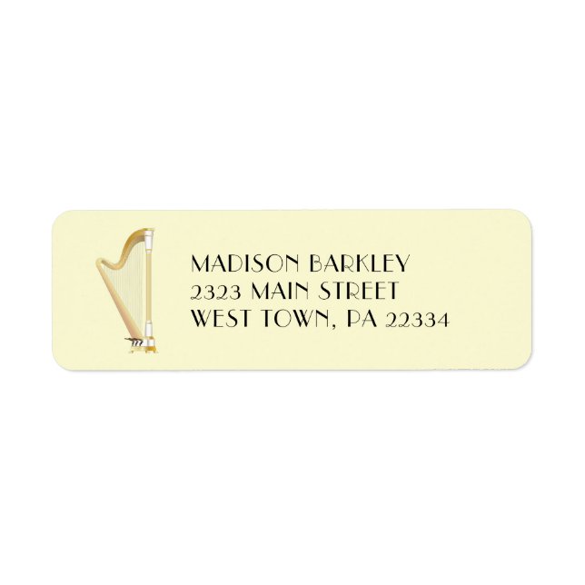 Harp Musician Music Teacher Return Address Label (Front)
