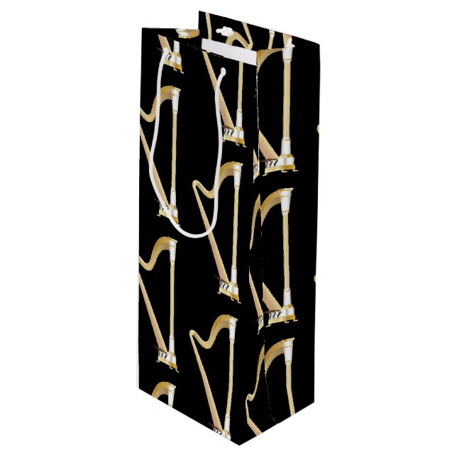 Harp Musician Music Teacher Wine Gift Bag (Front Angled)
