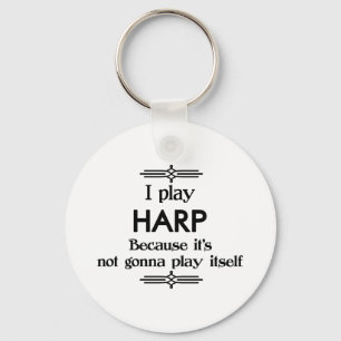 Harp - Play Itself Funny Deco Music Key Ring