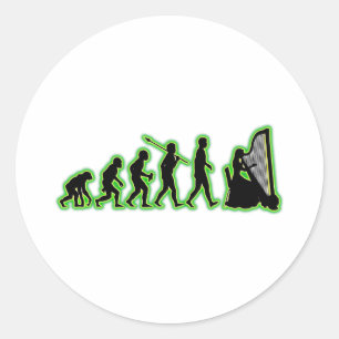 Harp Player Classic Round Sticker