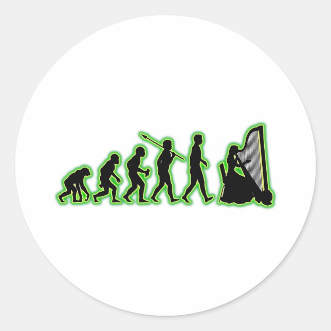 Harp Player Classic Round Sticker (Front)