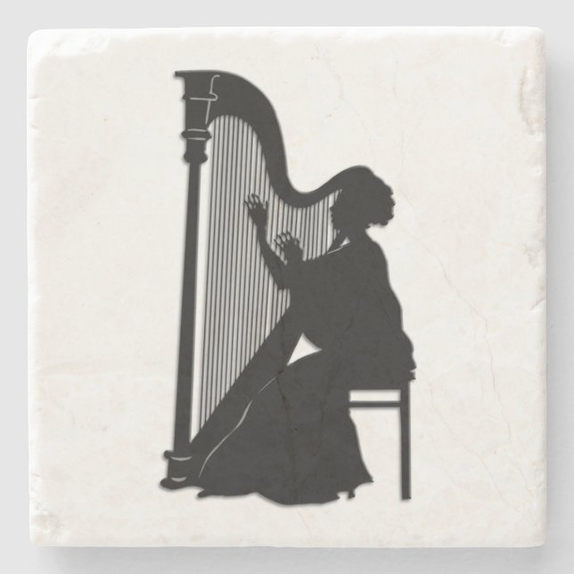 Harp Player Stone Coaster (Front)