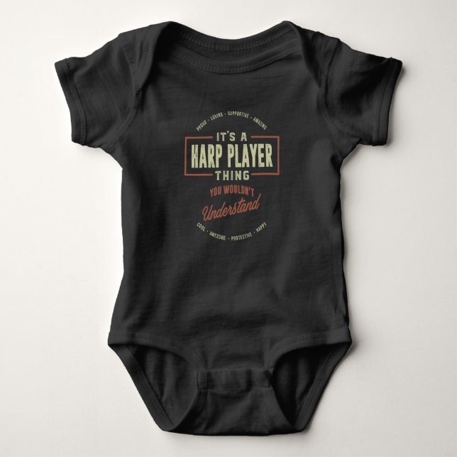 Harp Player Thing Baby Bodysuit (Front)