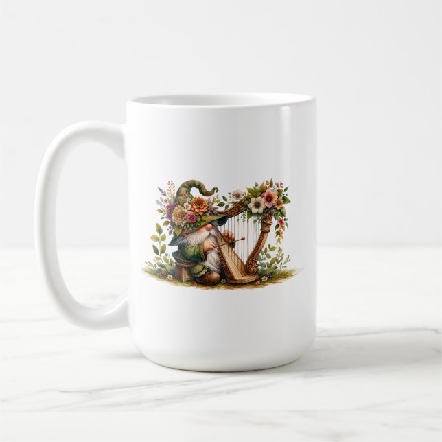 Harp Playing Garden Gnome Coffee Mug (Left)